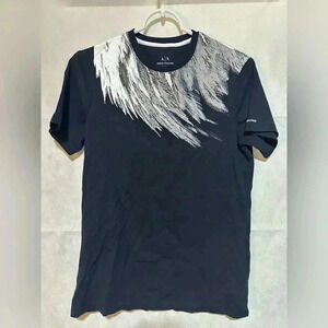 ARMANI EXCHANGE Men’s Cotton Eagle Head Feathers Black T-Shirt Size S Slim NWOT
